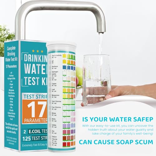 HASTHIP® 125-Count Water Testing Strips 17 in 1 Water Quality Test for Swimming Pool Aquarium Freshwater Saltwater Total Alkali Cyanuric Acid Residual Chlorine 2PCS HASTHIP® 125-Count Water Testing Strips 17 in 1 Water Quality Test for Swimming Pool Aquarium Freshwater Saltwater Total Alkali Cyanuric Acid Residual Chlorine 2PCS